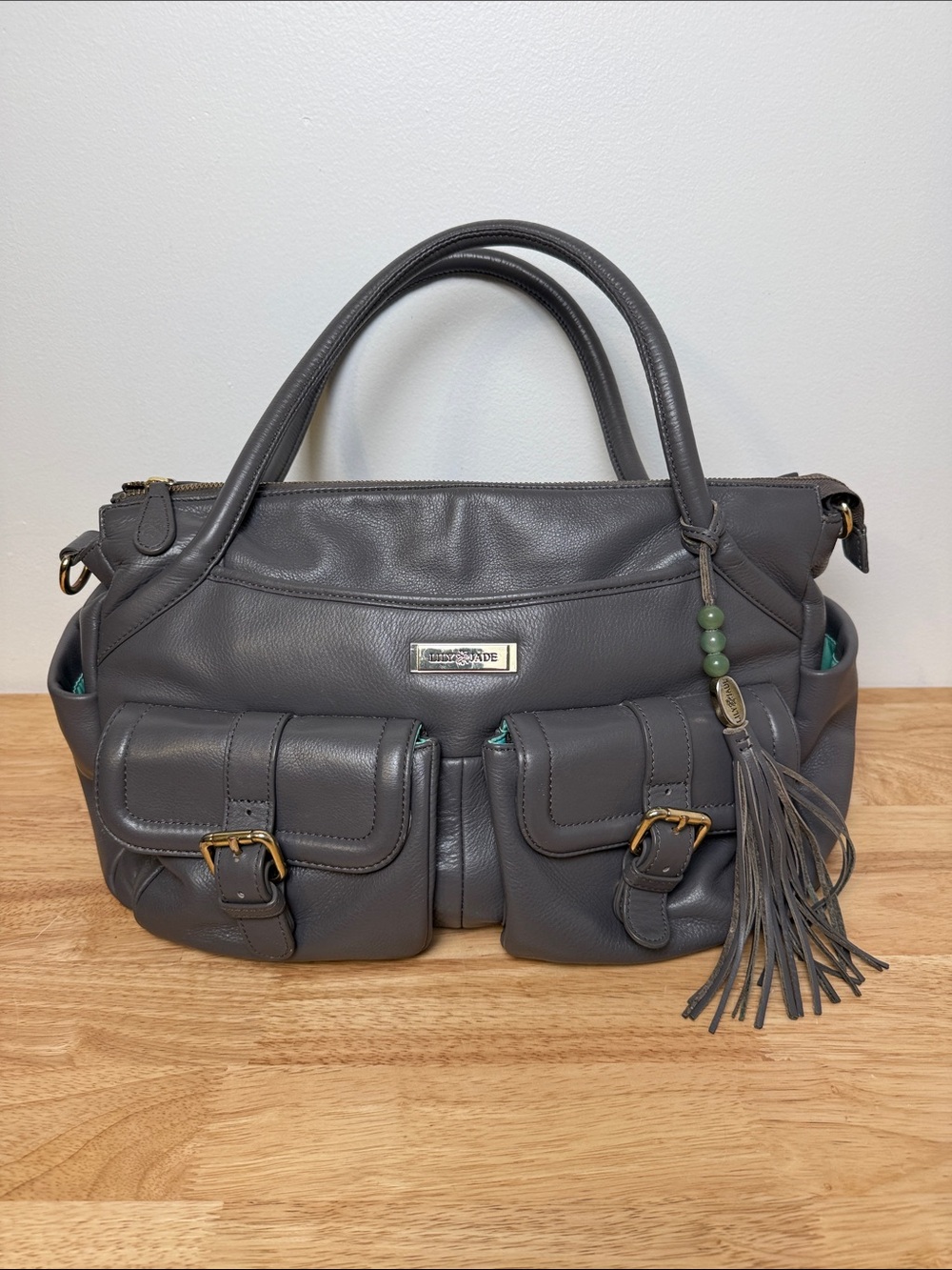 Lily & Jade Elizabeth convertible gray leather bag